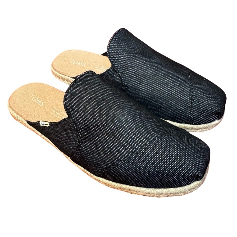 TOMS Black Denim Nova Slip-On Espadrilles, Women's Size 7.5, NWOT